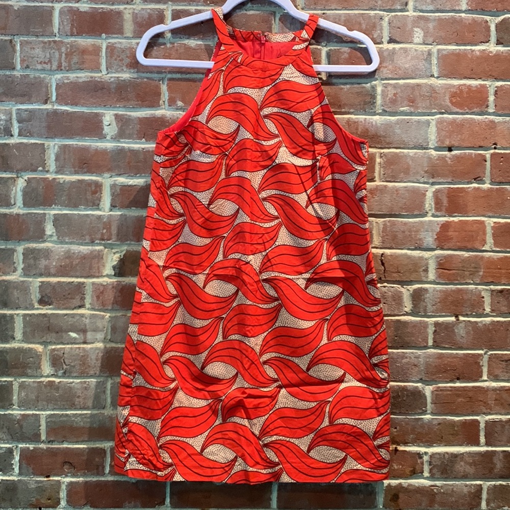 Ann Taylor Sleeveless High Neck Organic Print  4P Dress